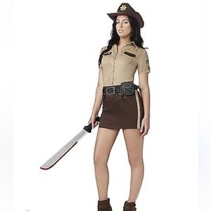 The Walking Dead Adult Sassy Sheriff Rick Grimes Cosplay Costume women 12/14 Lg